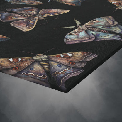 Lunar Moths on Black Glass Cutting Board | Kitchen Decor | Themed Home Accents | "Intuition"