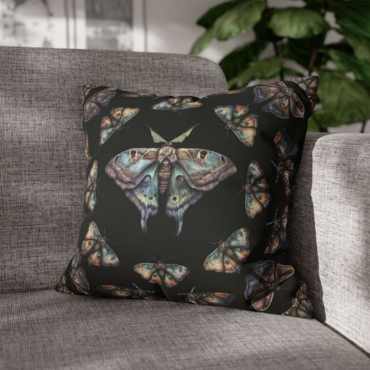 Lunar Moths on Black Throw Pillow or Pillowcase | Decorative Pillow | Themed Home Decor | "Intuition"