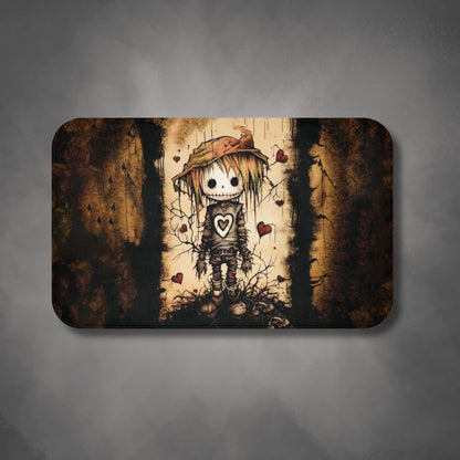 Spooky Cute Scarecrow Bath Mat | Cute Emo Style Bathroom Rug | Scarecrow Kid Themed Bath Decor | "Kid With a Heart of Straw"