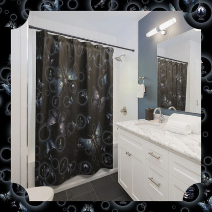 Gothic Moths Shower Curtain | Candles Moths Dark Bathroom | Moth Themed Bath Decor | "Moths in the Night"