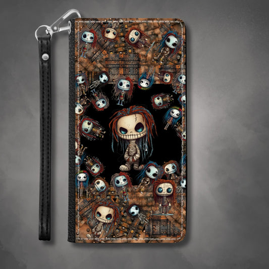 Voodoo Steampunk Wallet Phone Case | Voodoo Dolls Phone Cover | Dark Scary Themed Phone Accessories | "Pins and Needles"