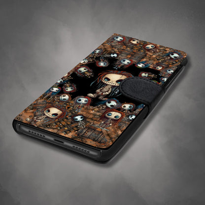 Voodoo Steampunk Wallet Phone Case | Voodoo Dolls Phone Cover | Dark Scary Themed Phone Accessories | "Pins and Needles"