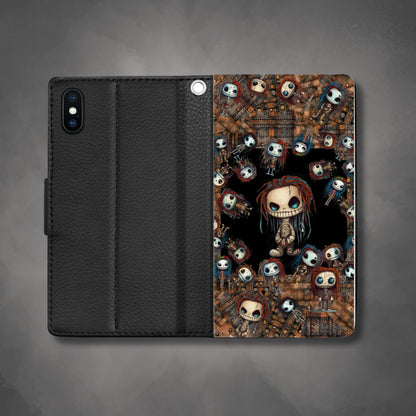 Voodoo Steampunk Wallet Phone Case | Voodoo Dolls Phone Cover | Dark Scary Themed Phone Accessories | "Pins and Needles"