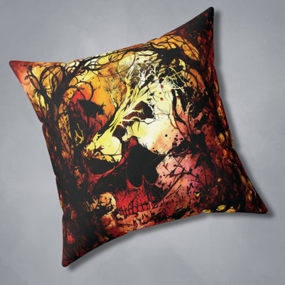 Abstract Horror Style Throw Pillow or Pillowcase | Skull Vines Ethereal Decorative Pillow | Dark Scary Themed Home Decor | "Skullitrax"