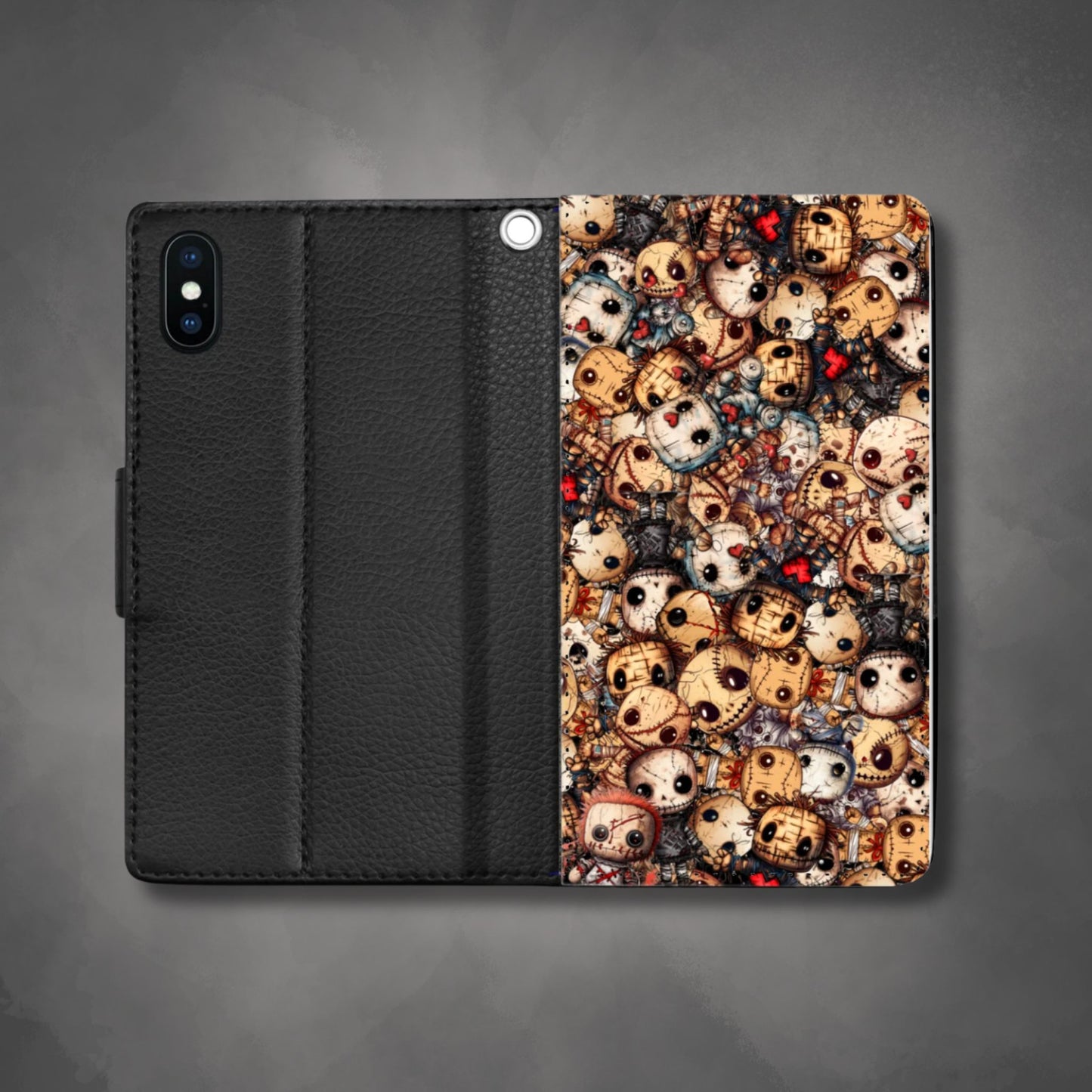 Dark Voodoo Style Wallet Phone Case | Voodoo Dolls Phone Cover| Black Magic Themed Phone Accessories | "Stitches and Sabotage"