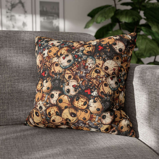 Dark Voodoo Style Throw Pillow or Pillowcase | Voodoo Dolls Decorative Pillow | Black Magic Themed Home Decor | "Stitches and Sabotage"