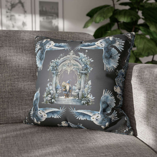 Owls and Wizard Winter Forest Throw Pillow or Pillowcase | Decorative Pillow | Fantasy Themed Home Decor | "Winter Dreams"