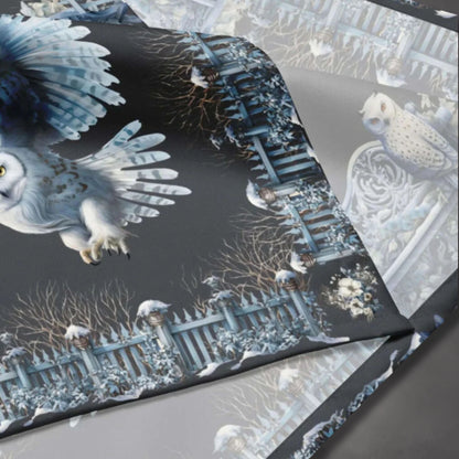 Owls and Wizard Winter Forest Altar Cloth | Ice Themed Tarot Cloth | "Winter Dreams