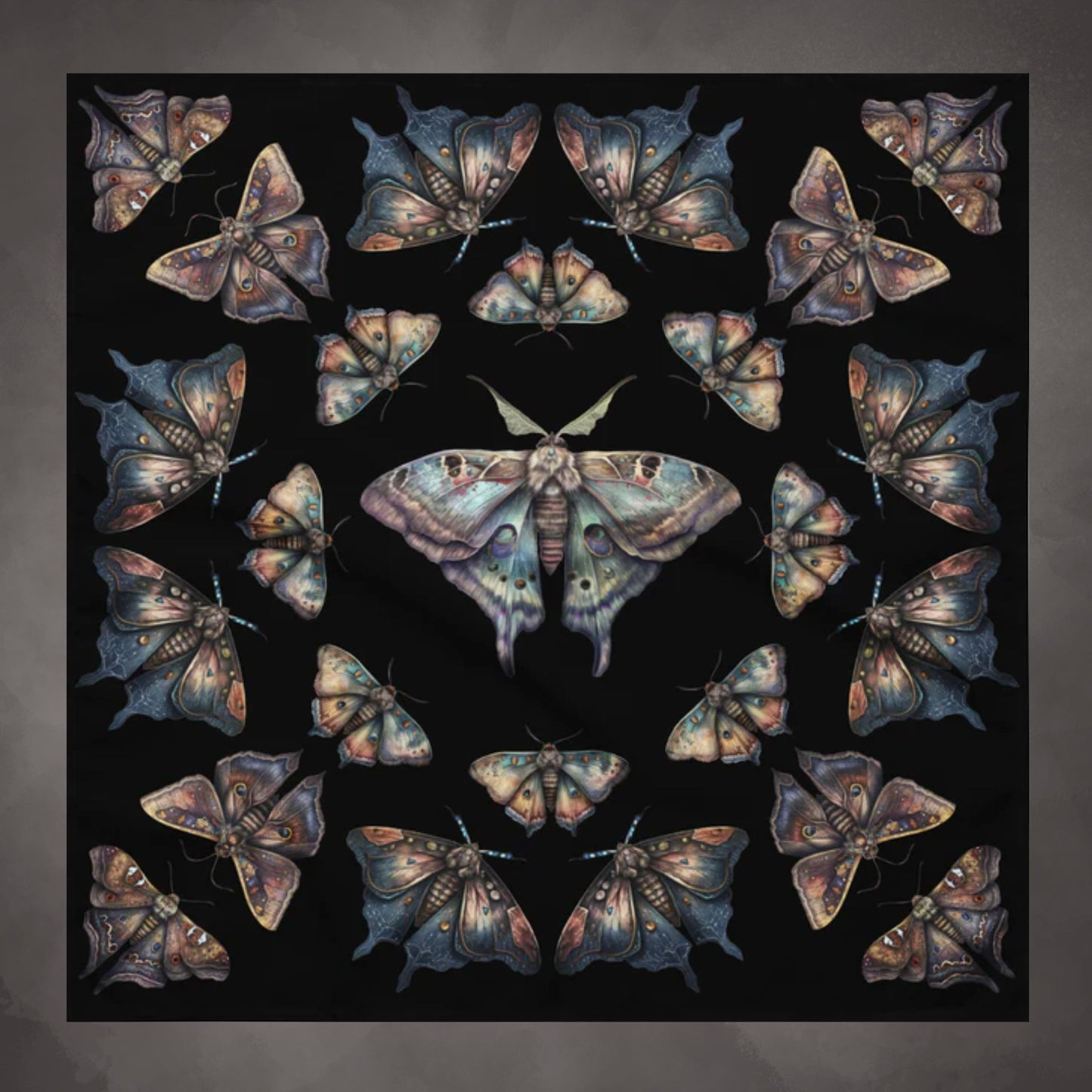 Lunar Moths on Black Altar Cloth | Moth Themed Tarot Cloth | "Intuition"