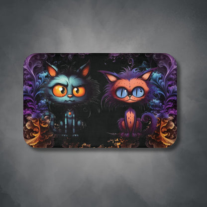 Scary Cartoon Style Cat Bath Mat | Spooky Kitties Bathroom Rug | Cat Art Themed Bath Decor | "Feline Combine"