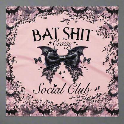 Pinky Goth Style Altar Cloth | Sarcastic Witchy Tarot Cloth | Bat Shit Social Club