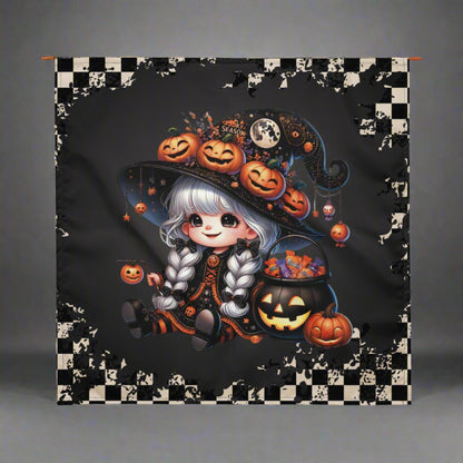 Cute Halloween Altar Cloth | Fun Adorable Witchy Tarot Cloth | Little Candy Witch