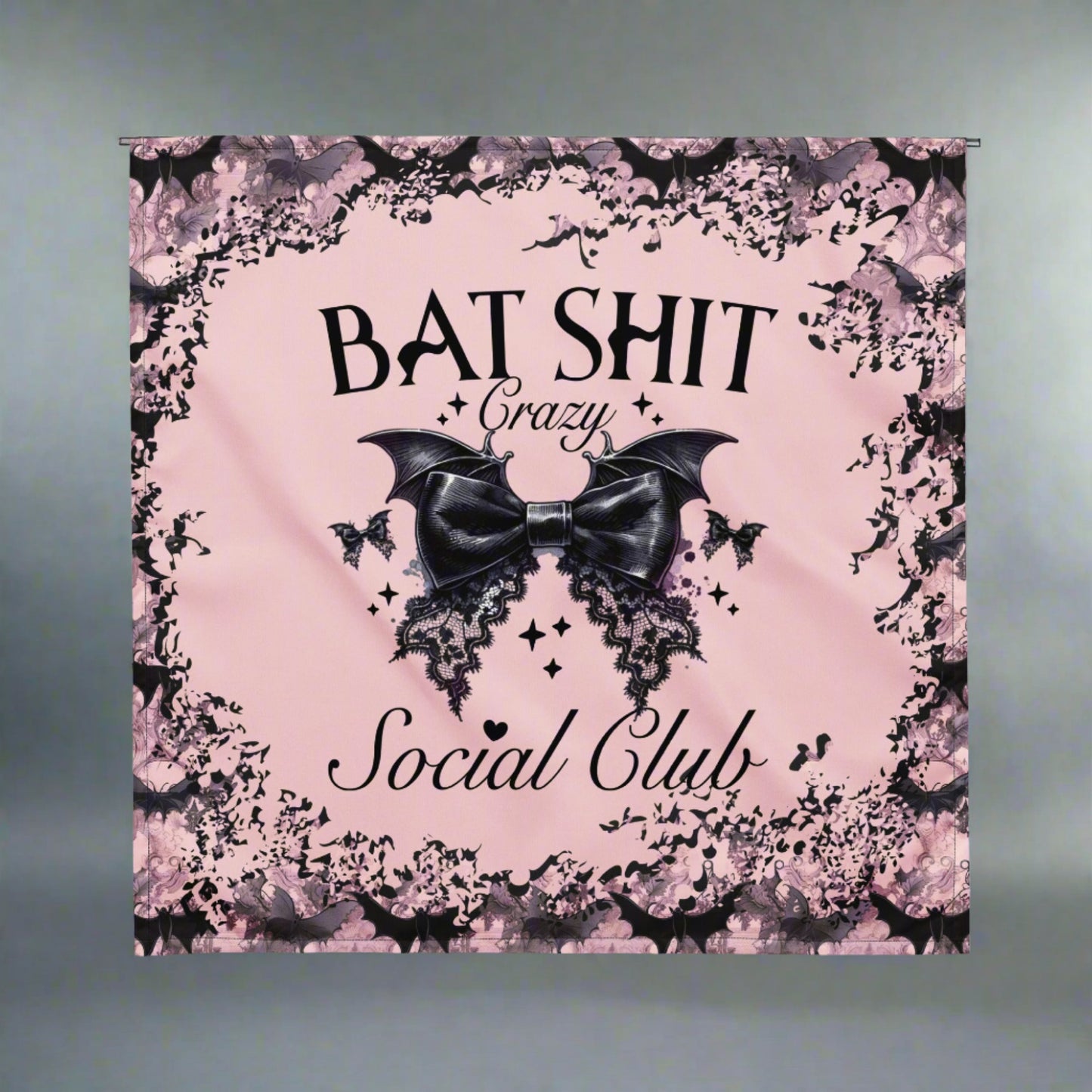 Pinky Goth Style Altar Cloth | Sarcastic Witchy Tarot Cloth | Bat Shit Social Club