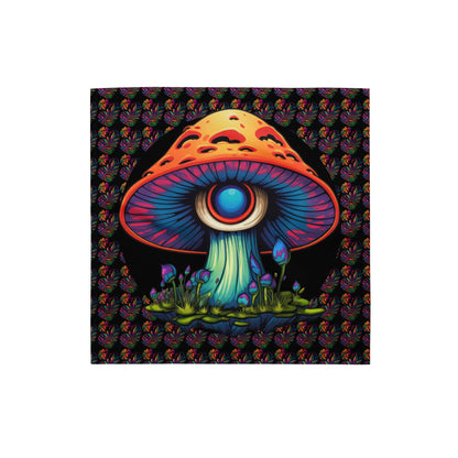 Psychedelic Mushrooms on Black Altar Cloth | Cannabis Shrooms Kaleidoscopic Tarot Cloth | Mushroom Themed | "Fungalvision"