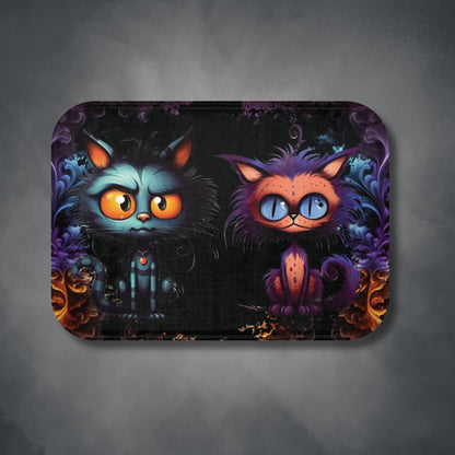 Scary Cartoon Style Cat Bath Mat | Spooky Kitties Bathroom Rug | Cat Art Themed Bath Decor | "Feline Combine"