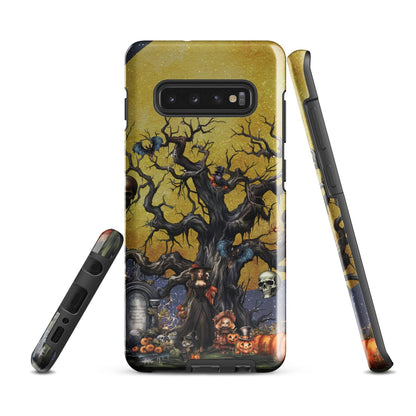 Autumn Fall Gothic Tough Samsung® Case | Witch Cemetery Skulls Little Girl Phone Cover | Dark Scary Themed Phone Accessories | "Autumn Moon"