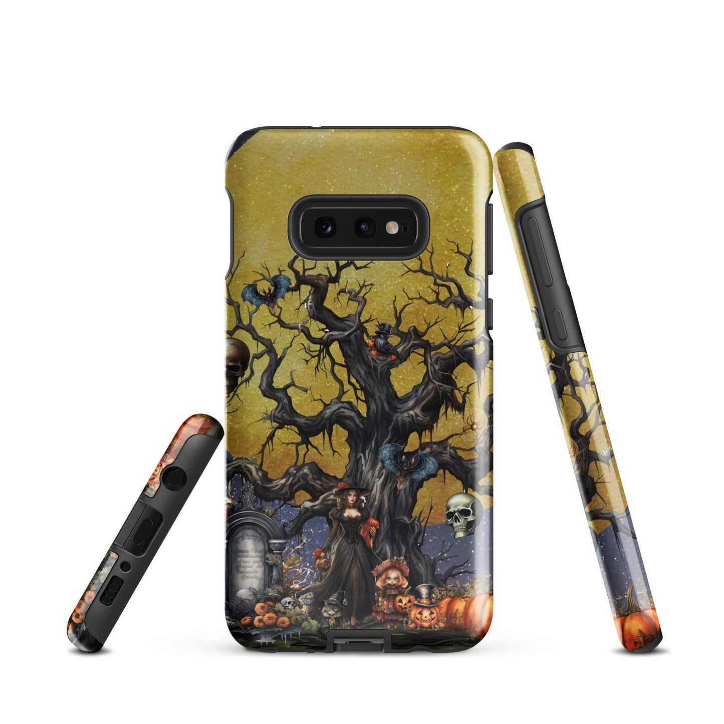 Autumn Fall Gothic Tough Samsung® Case | Witch Cemetery Skulls Little Girl Phone Cover | Dark Scary Themed Phone Accessories | "Autumn Moon"