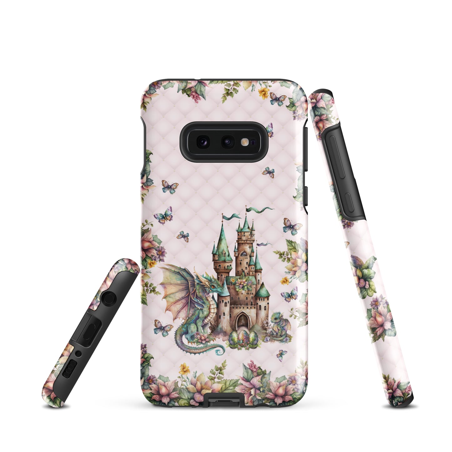 Pink Tuft Flowery Dragons Tough Samsung® Case | Fairy Fantasy Style Phone Cover | Dragons & Fairies Themed Phone Accessories | "Fairy Dragon Manor"