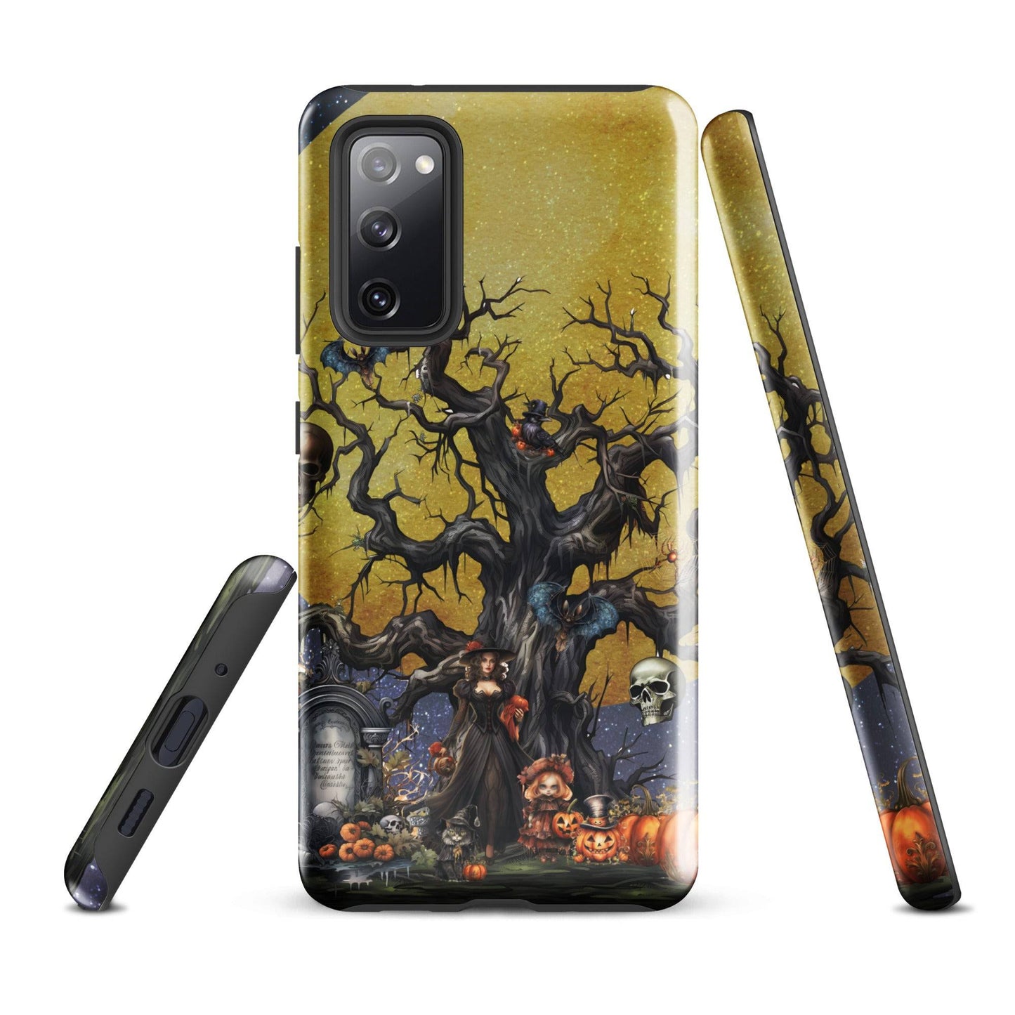 Autumn Fall Gothic Tough Samsung® Case | Witch Cemetery Skulls Little Girl Phone Cover | Dark Scary Themed Phone Accessories | "Autumn Moon"