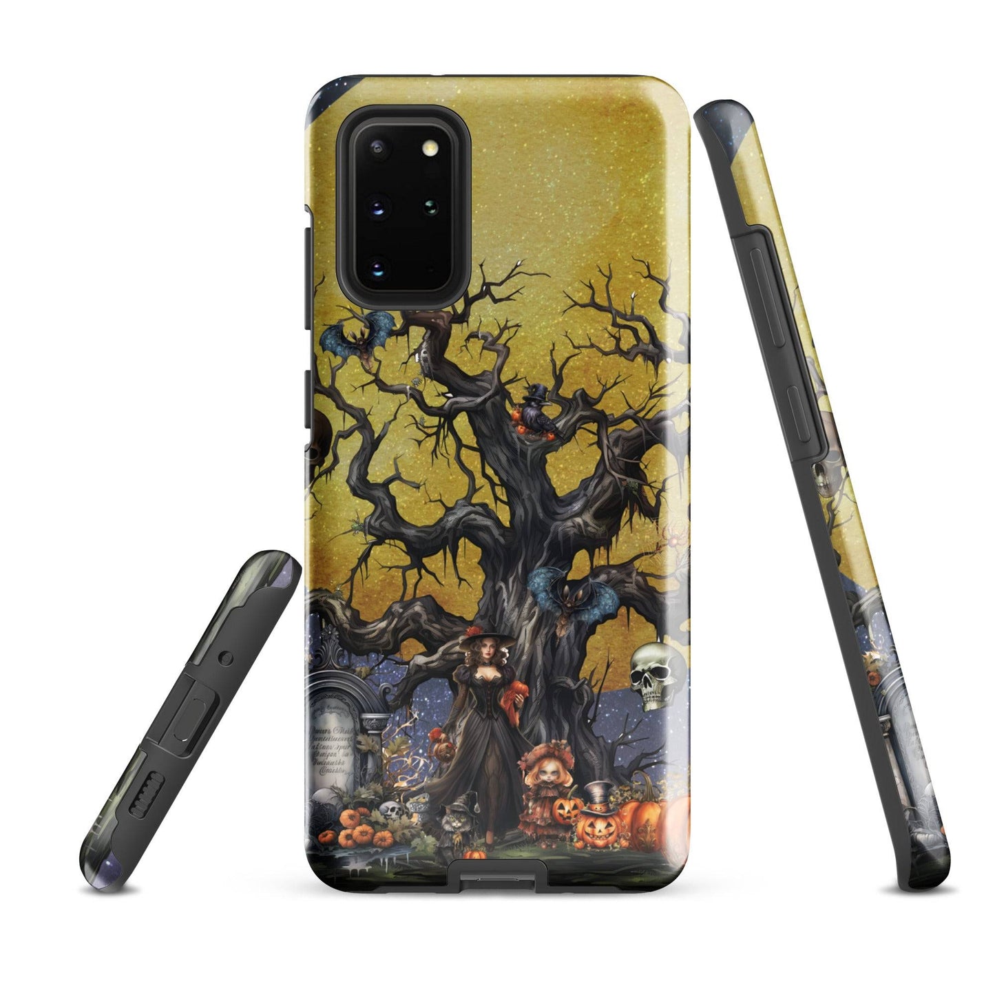 Autumn Fall Gothic Tough Samsung® Case | Witch Cemetery Skulls Little Girl Phone Cover | Dark Scary Themed Phone Accessories | "Autumn Moon"