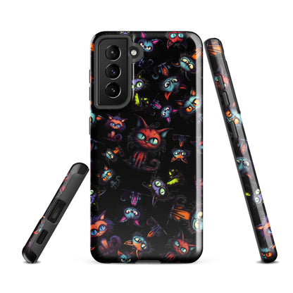 Scary Cartoon Style Tough Samsung® Case | Spooky Kitties Phone Cover | Cat Art Themed Phone Accessories | "Feline Combine"