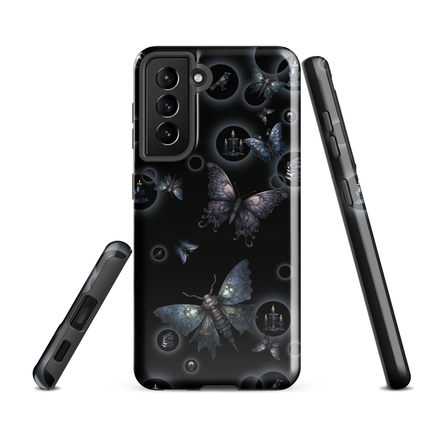 Gothic Moths Tough Samsung® Case | Candles Moths Dark Phone Cover | Moth Themed Phone Accessories | "Moths in the Night"