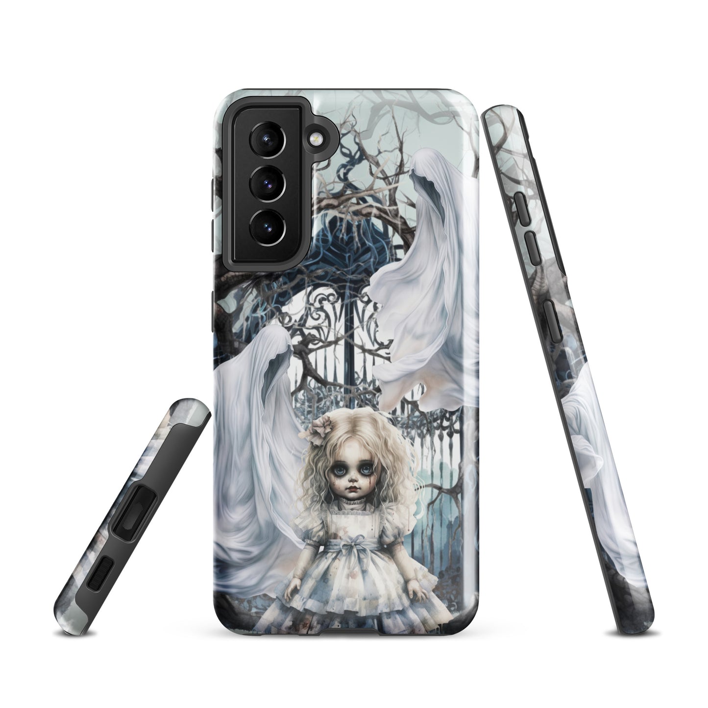 Spooky Gothic Tough Samsung® Case | Ghosts Cemetery Scary Little Girl Phone Cover | Dark Scary Themed Phone Accessories | "Let's Play"