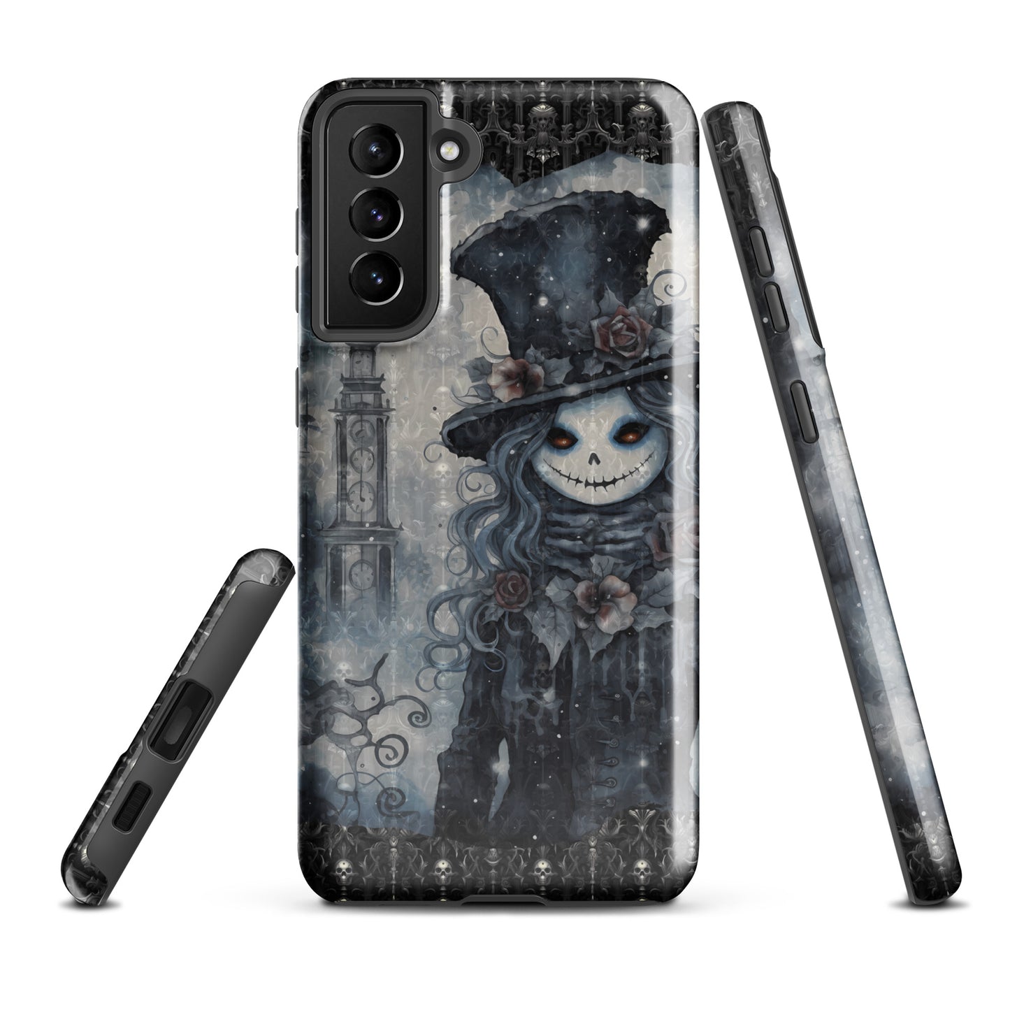 Gothic Style Tough Samsung® Case | Goth Girl Phone Cover | Dark Scary Themed Phone Accessories | "Deadrose Sheleton"