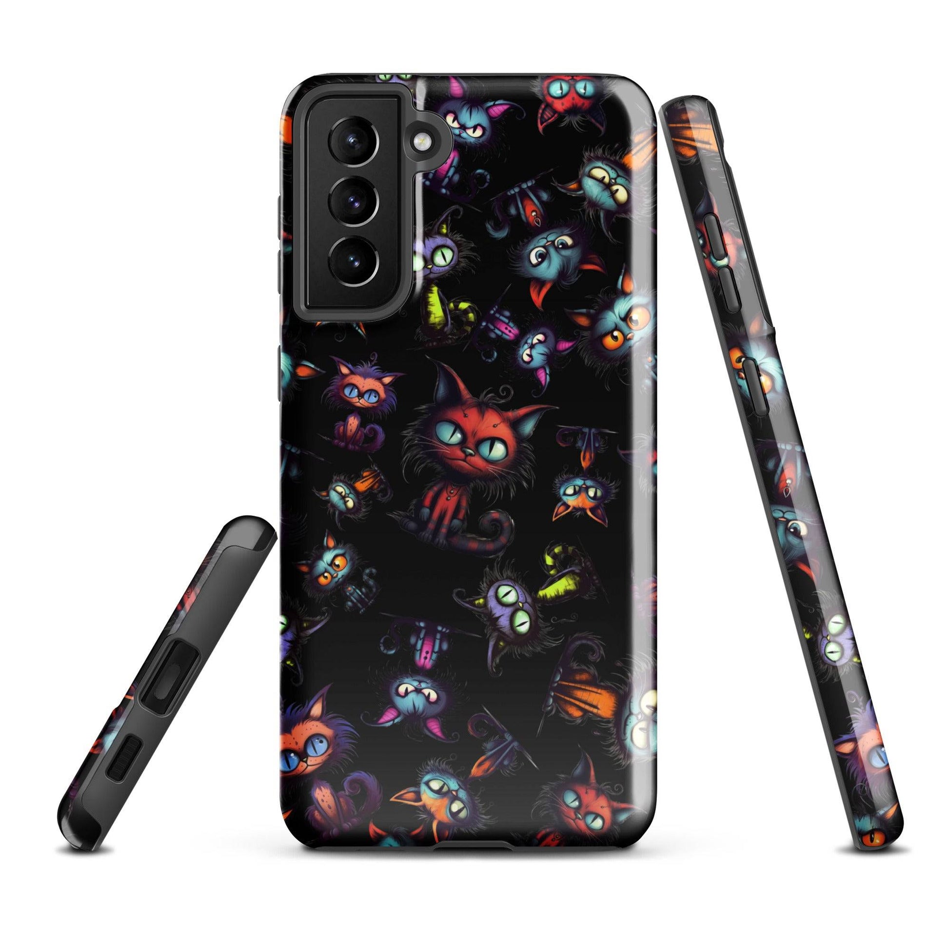 Scary Cartoon Style Tough Samsung® Case | Spooky Kitties Phone Cover | Cat Art Themed Phone Accessories | "Feline Combine"