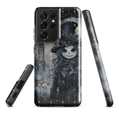 Gothic Style Tough Samsung® Case | Goth Girl Phone Cover | Dark Scary Themed Phone Accessories | "Deadrose Sheleton"