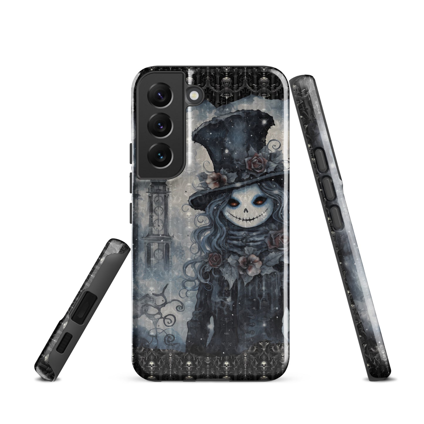 Gothic Style Tough Samsung® Case | Goth Girl Phone Cover | Dark Scary Themed Phone Accessories | "Deadrose Sheleton"