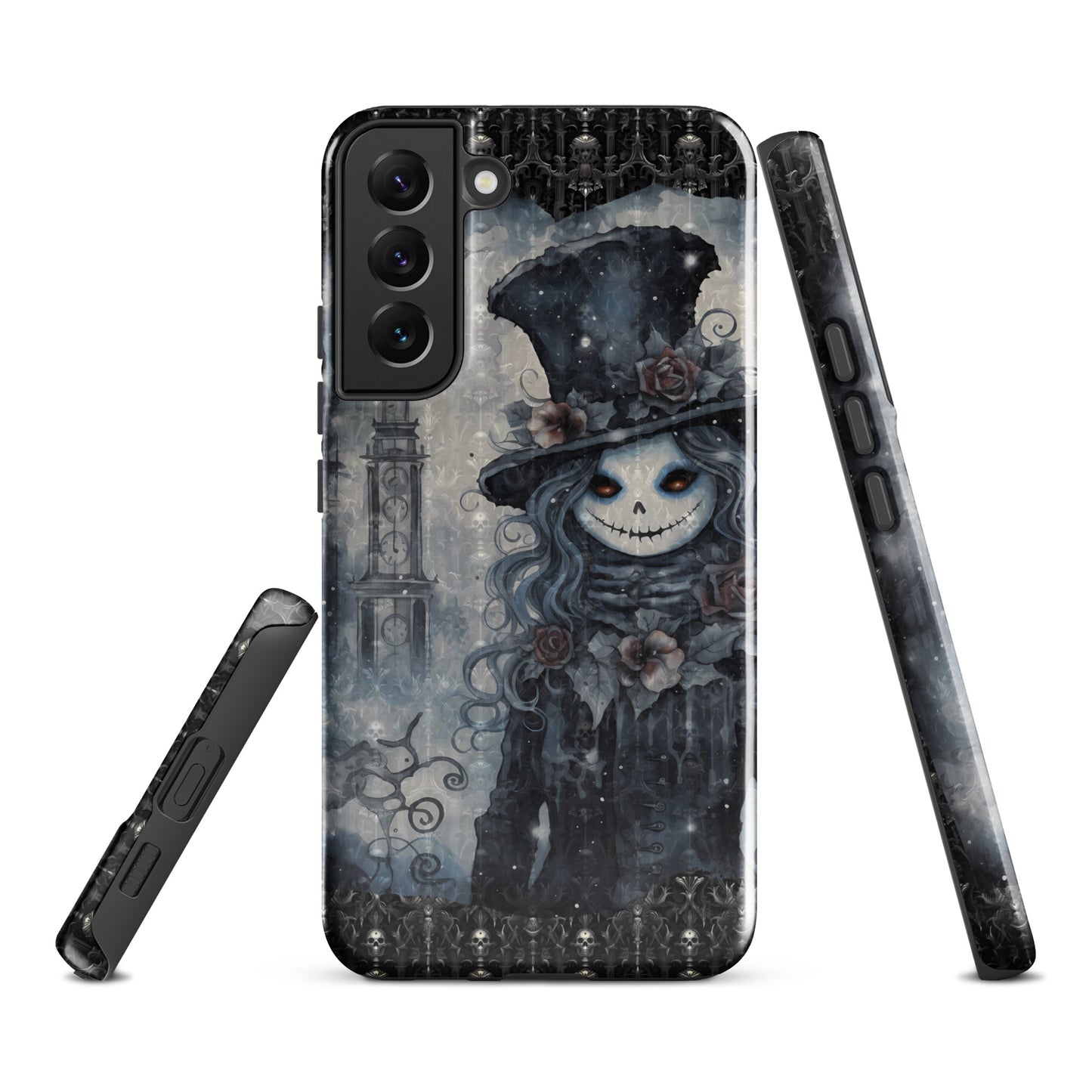 Gothic Style Tough Samsung® Case | Goth Girl Phone Cover | Dark Scary Themed Phone Accessories | "Deadrose Sheleton"