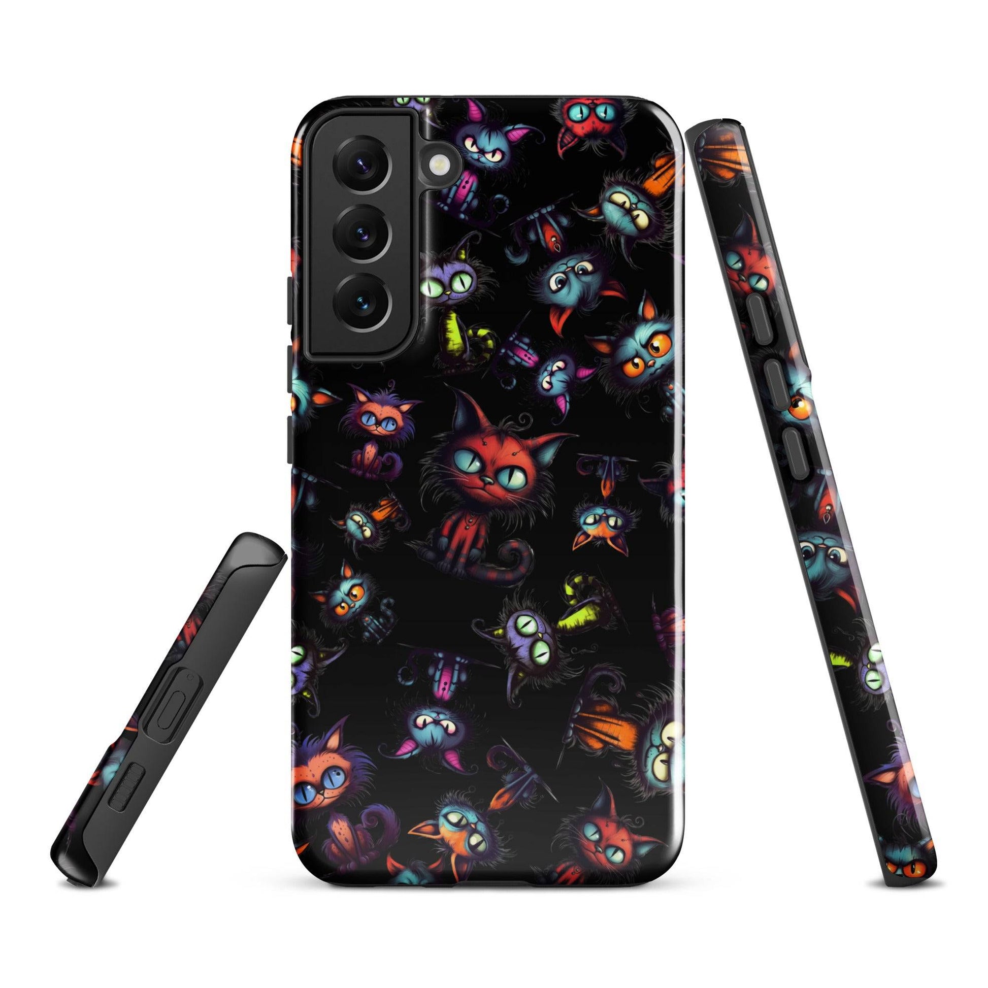 Scary Cartoon Style Tough Samsung® Case | Spooky Kitties Phone Cover | Cat Art Themed Phone Accessories | "Feline Combine"