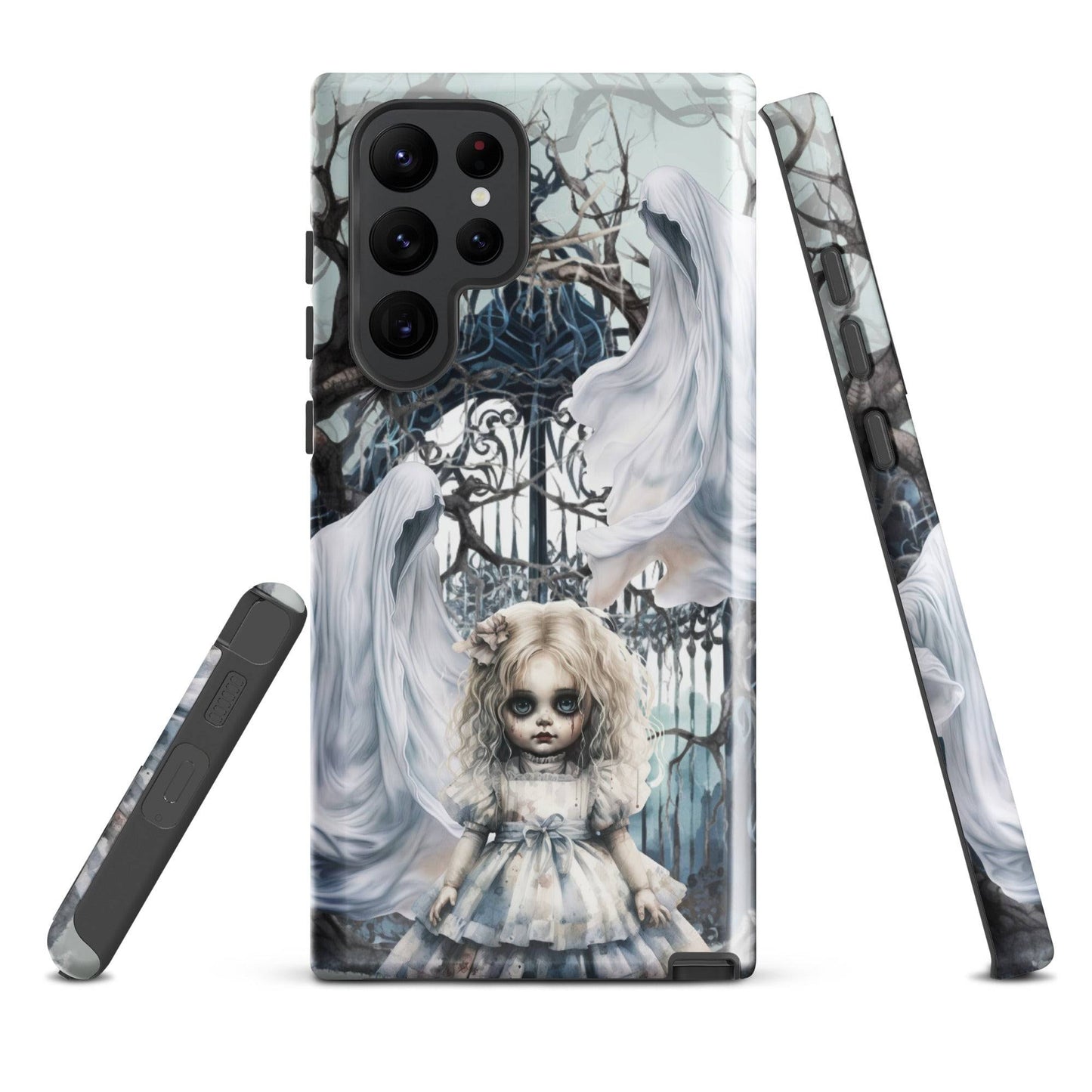 Spooky Gothic Tough Samsung® Case | Ghosts Cemetery Scary Little Girl Phone Cover | Dark Scary Themed Phone Accessories | "Let's Play"