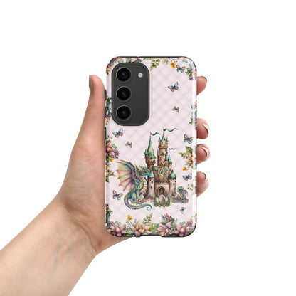 Pink Tuft Flowery Dragons Tough Samsung® Case | Fairy Fantasy Style Phone Cover | Dragons & Fairies Themed Phone Accessories | "Fairy Dragon Manor"