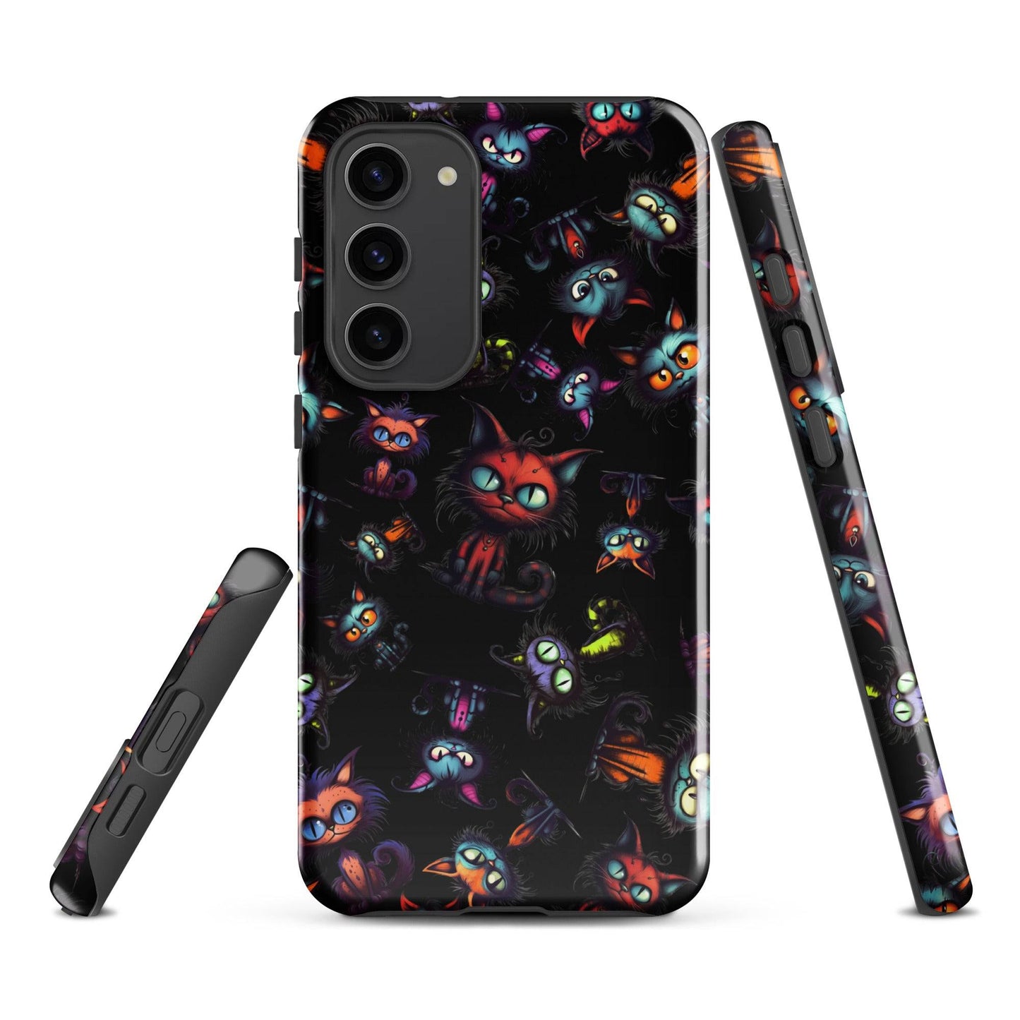 Scary Cartoon Style Tough Samsung® Case | Spooky Kitties Phone Cover | Cat Art Themed Phone Accessories | "Feline Combine"