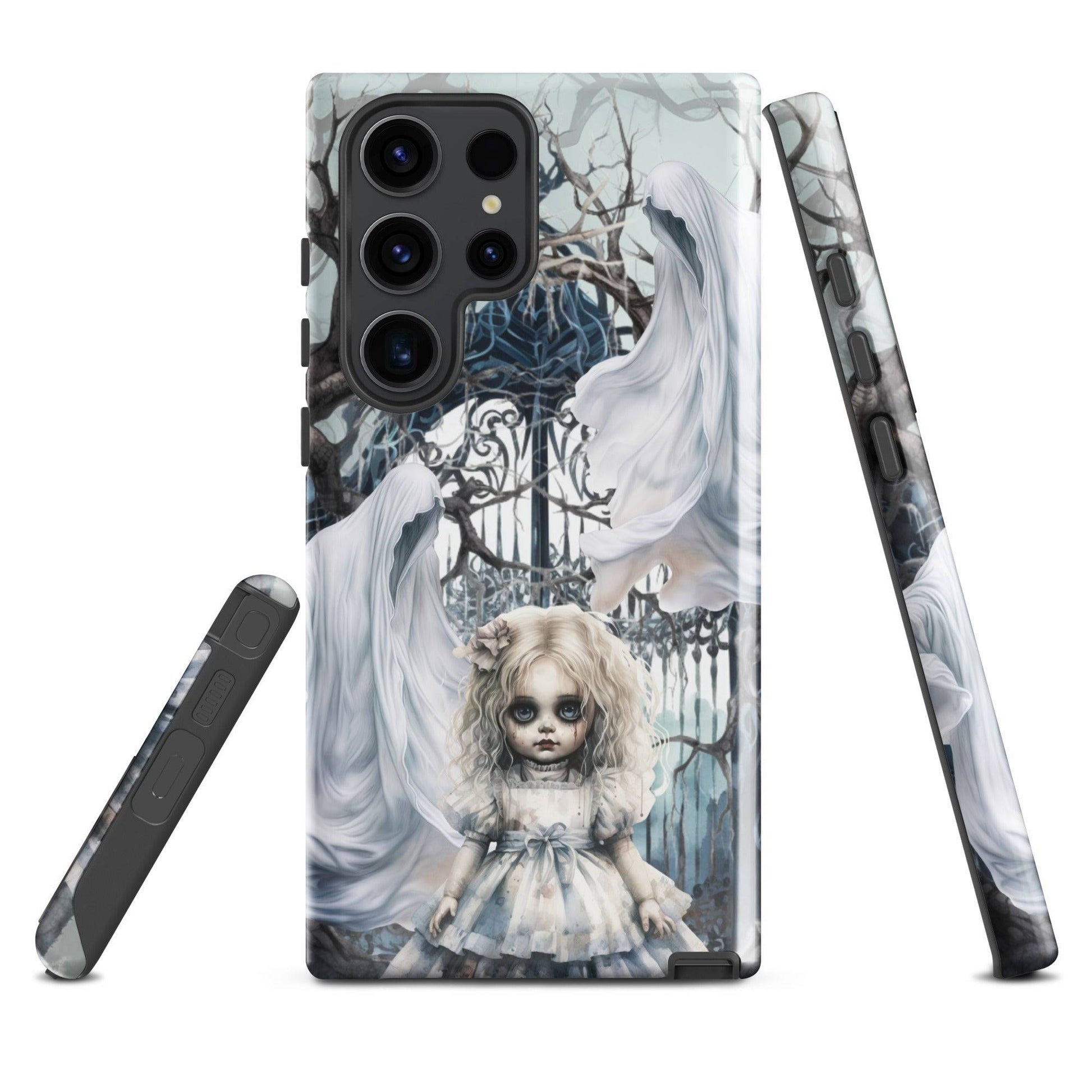 Spooky Gothic Tough Samsung® Case | Ghosts Cemetery Scary Little Girl Phone Cover | Dark Scary Themed Phone Accessories | "Let's Play"